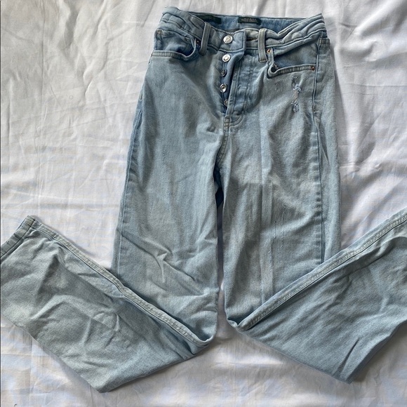 Super High-Rise Straight Wild Fable Size 0 Distressed Jeans - Picture 1 of 7